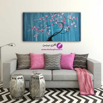 تابلو نقاشی شکوفه های برجسته صورتی