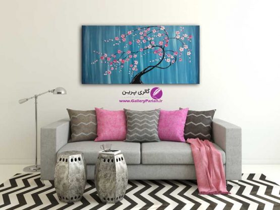 تابلو نقاشی شکوفه های برجسته صورتی