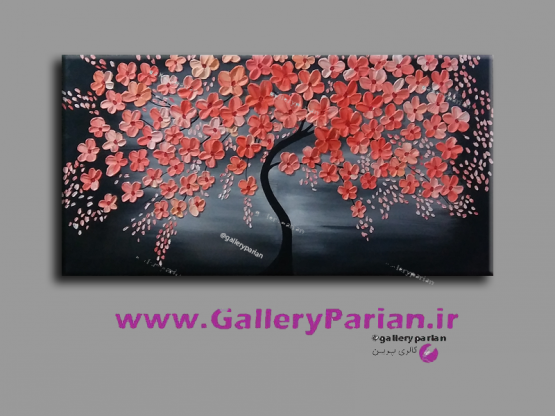 تابلو نقاشی شکوفه های نارنجی، نقاشی گل برجسته
