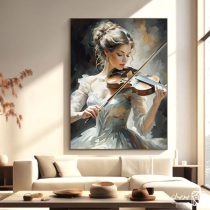 تابلو نقاشی کلاسیک زن و ویولون