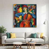 تابلو نقاشی کوبیسم زن و ویولون