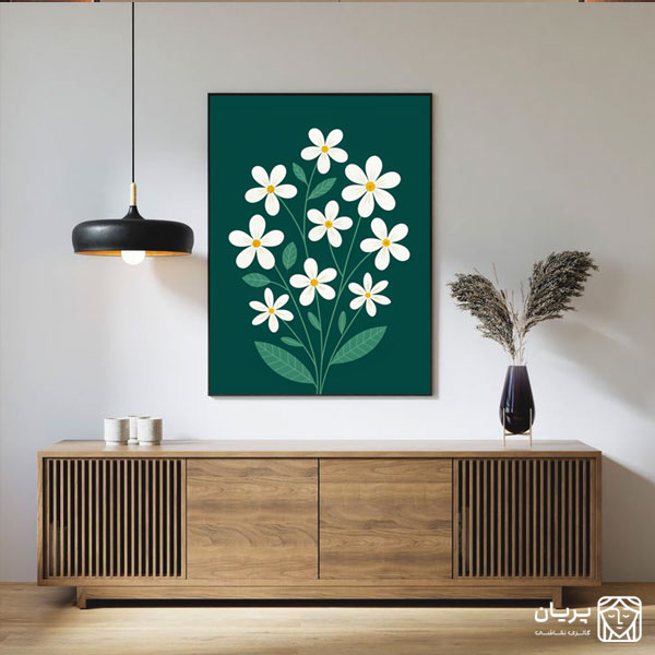 تابلو نقاشی مینیمال شکوفه سفید تابلو نقاشی مینیمال شکوفه سفید