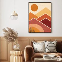 تابلو نقاشی مینیمال طلوع کوهستان