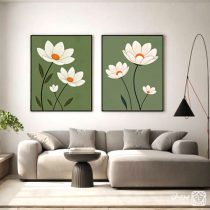 تابلو نقاشی دو تکه گل