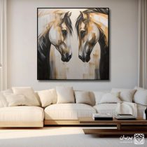 تابلو نقاشی مدرن اسب دو یار بی‌ کران