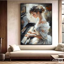 تابلو نقاشی کلاسیک دختر پیانیست