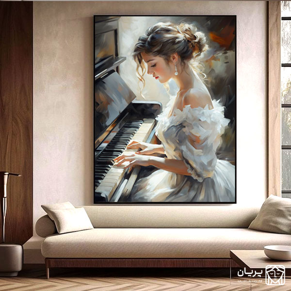 تابلو نقاشی کلاسیک دختر پیانیست تابلو نقاشی کلاسیک دختر پیانیست
