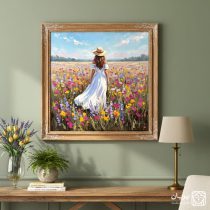 تابلو نقاشی زن در دشت