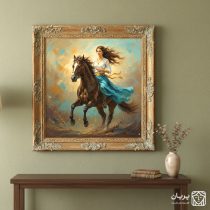 تابلو نقاشی زن و اسب