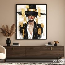 تابلو نقاشی مدرن زن طلایی