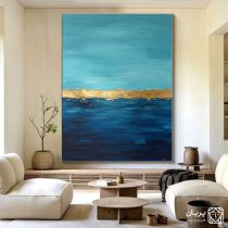 تابلو نقاشی ورق طلا آبی