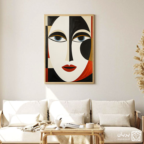 painting of a woman in a frame تابلو نقاشی کوبیسم صورت خاموش